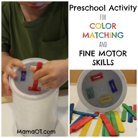 ACTIVITY FOR COLOR MATCHING AND FINE MOTOR SKILLS: PUSHING POPSICLE STICKS